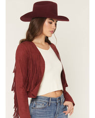 Women's Deleon Faux Suede Cropped Fringe Jacket
