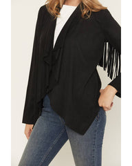 Women's Cascade Front Fringe Faux Suede Fringe Jacket