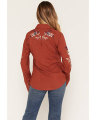 Women's Linden Floral Embroidered Long Sleeve Pearl Snap Western Shirt