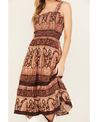 Women's Challis Printed Midi Dress