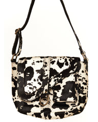 Women's Sorrel Cow Print Shoulder Saddle Bag Purse