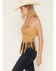 Women's Rialto Embroidered Fringe Sleeveless Tank Top