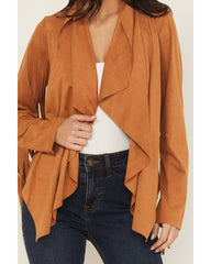 Women's Cascade Front Fringe Faux Suede Fringe Jacket