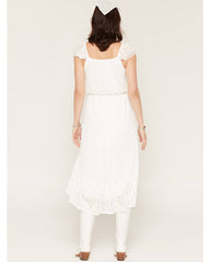 Women's Lace Flutter Sleeve High-Low Midi Dress