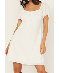 Women's Eyelet Short Sleeve Mini Dress