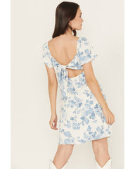 Women's Floral Print Tie Front Mini Dress