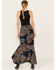 Women's Printed Ruffle Slip Maxi Skirt