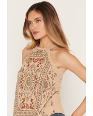 Women's Wren Embroidered Hanky Hem Tank