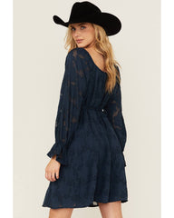 Women's Floral Print Long Sleeve Button-Down Mini Dress