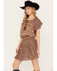 Women's Smocked Waist Printed Mini Dress