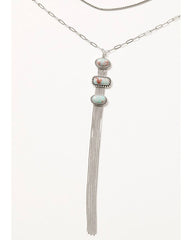 Women's Triple Stone Jasper Fringe Necklace