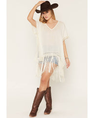 Women's Fringe Lace Pullover Kimono