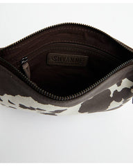 Women's Cow Print Suede Wristlet Pouch