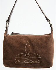 Women's Boot Stitch Embroidered Suede Mini Shoulder Bag