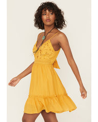 Women's Bustier Tie Back Lace Mini Dress
