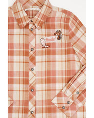 Girls' Blair Plaid Print Embroidered Long Sleeve Snap Flannel Shirt
