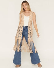 Women's Drury Faux Suede Laser Cut Vest