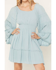 Women's Highlands Embroidered Long Bell Sleeve Mini Dress