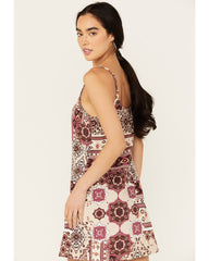 Women's Printed Challis Mini Slip Dress