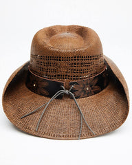 Women's Brown Shane Raffia Straw Western Hat