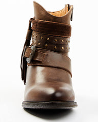 Women's Sevilla Buckle Fringe Western Booties - Round Toe