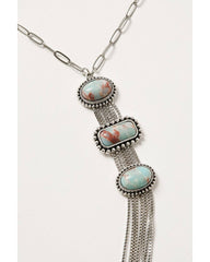 Women's Triple Stone Jasper Fringe Necklace