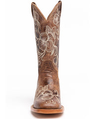Women's Lasy Floral Embroidered Western Boots - Broad Square Toe