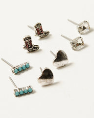 Women's Flower Cross Stud Earring Set - 13 Piece