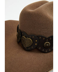 Women's Juliet Heart Concho Wool Felt Cowboy Hat