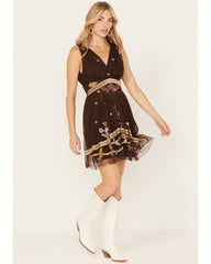 Women's Embroidered Tulle Mini Dress