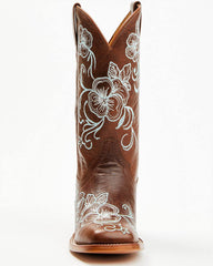 Women's Lasy Floral Embroidered Western Boots - Broad Square Toe