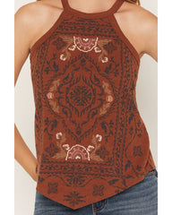 Women's Wren Floral Embroidered Halter Tank Top