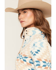 Women's Polar Fleece Southwestern Print Snap Pullover