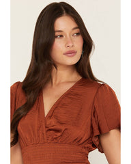 Women's Millie Flutter Sleeve Smocked Waist Cropped Top