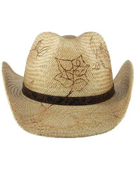 Women's Floral Branded Straw Cowboy Hat