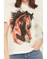 Women's Studded Horse Short Sleeve Graphic Tee