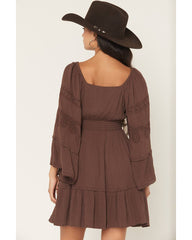Women's Highlands Bell Sleeve Embroidered Mini Dress