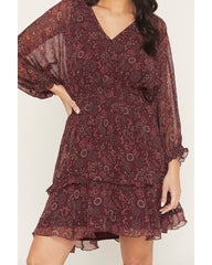 Women's Glenwood Floral Print Long Sleeve Chiffon Mini Dress