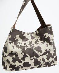 Women's Cow Print Suede Hobo Bag