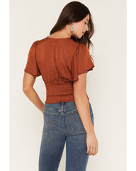 Women's Millie Flutter Sleeve Smocked Waist Cropped Top