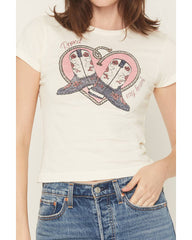 Women's Roped My Heart Short Sleeve Graphic Baby Tee