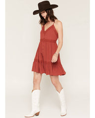 Women's Racerback Lace Trim Mini Dress