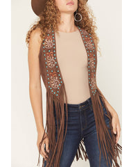 Women's Simpson Embellished Fringe Faux Suede Vest