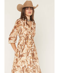 Women's Horse Print Chiffon Maxi Dress
