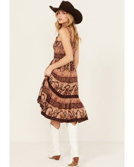 Women's Challis Printed Midi Dress