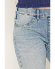 Girls' Light Wash Lacey Bow Embroidered Flare Stretch Denim Jeans
