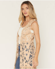 Women's Drury Faux Suede Laser Cut Vest