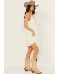 Women's Crochet Trim Sleeveless Mini Dress