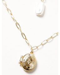 Women's layered Pearl And Locket Necklace