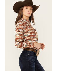 Women's Cheyenne Desert Tossed Long Sleeve Snap Stretch Western Shirt